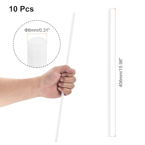 Image of uxcell 10 Pcs White Plastic Rods 8 x 406mm ABS Styrene Round Stick Round Solid Bar DIY Model for DIY Toys Building Making Architectural Model Making