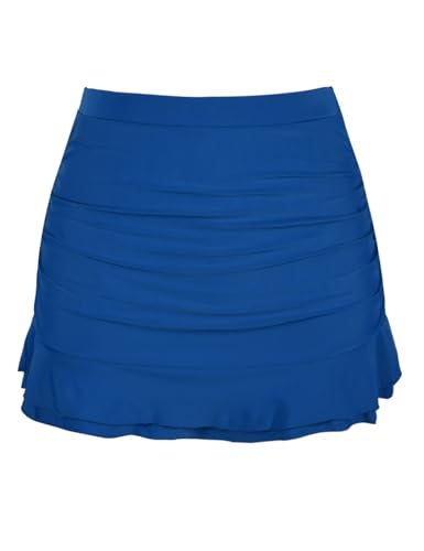 Image of Hilor Women's Skirted Bikini Bottom High Waisted Swim Bottom Shirred Ruffle Swim Skirt