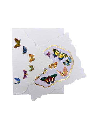 Image of Poster Foundry Butterfly Boxed Note Cards by Carol Wilson. 10 embossed 4x5 Die-Cut Notecards and Matching Envelopes in Decorative Gift Box with Magnetic Flap. NCP2503