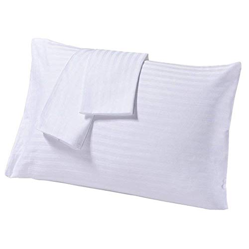 COTTON STICH Toddler 16x20 Zipper Pillowcase Set, White Stripped, Egyptian Cotton, Machine Washable