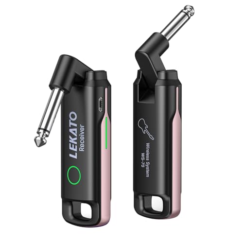 LEKATO Sistema de Guitarra Inalámbrico UHF con 70 Canales, Transmisor y Receptor Recargable para Instrumentos Eléctricos - Azul, Rosa y Verde miniatura 3