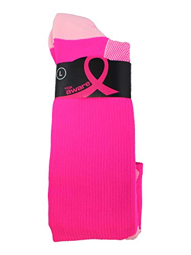 Pink Ribbon Breast Cancer Awareness Socks for Softball Baseball Football for Boys Girls Youth and Adult Over the Calf3
