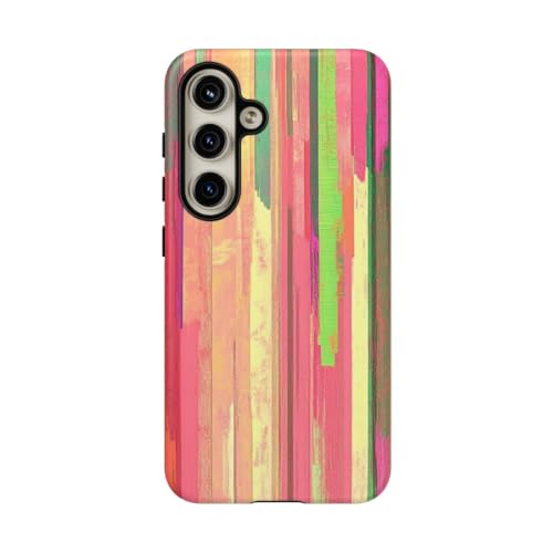 Coque Samsung S24 rose rigide mate à rayures verticales