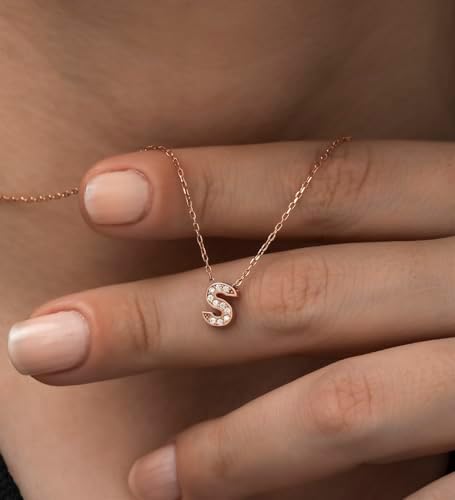 NEREZE 925 Ayar Harf Kolye 3 Boyutlu S Harfi Kadın Gümüş Kolye - Görsel 4