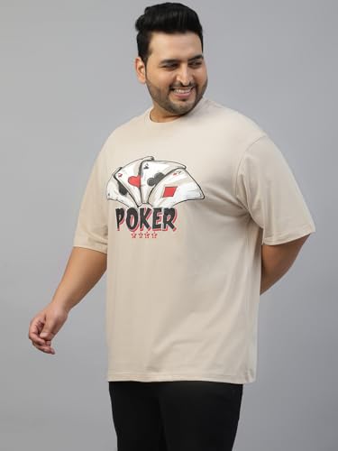 Image of Veirdo 100% Pure Cotton Oversized Fit Drop Shoulder Aesthetic Front Chest Typo Graphic Printed T-Shirt for Men (Sizes : 2XL to 5XL)