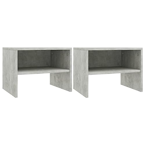 vidaXL 2X Mesitas Noche Pequeñas Estante Mesita Habitación Mesa Lado Cama Mueble Auxiliar Cuarto Compartimento Cerrado Contrachapada Gris Cemento