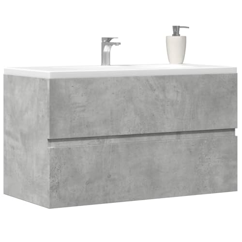 Xichuzi Armario para Lavabo contrachapada Gris hormigón 90x38,5x45 cm, Armario Baño, Mueble Bajo Lavabo, Mueble Baño, Muebles para Lavabo - 856248