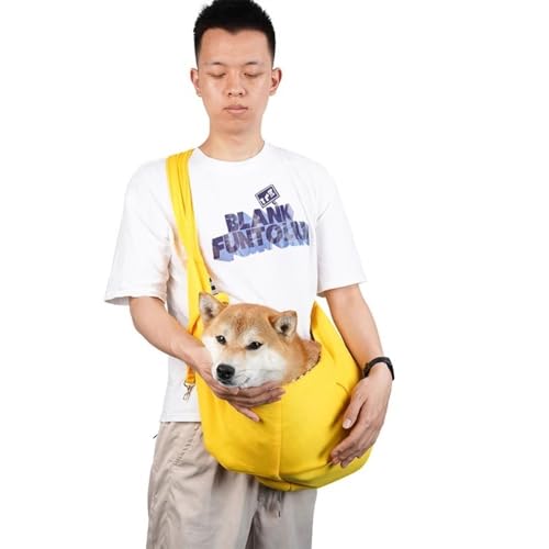 ペットスリング キャリーバッグ 犬猫兼用(中型犬用)15kgまで対応 肩パッド&クッション付き 360°メッシュ窓・強化底板・二重安全ロック お出かけ用両肩対応バッグ 脱走防止ベルト+大容量収納ポケット付 (オフホワイト) (イエロー)