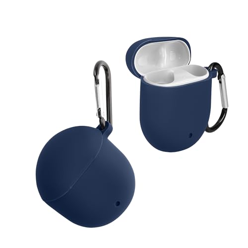 kwmobile Carcasa Compatible con Google Pixel Buds 2 (2020) Funda - Funda de Silicona antigolpes con mosquetón - Azul Oscuro
