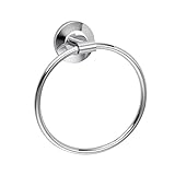 Hand Towel Holder Circle Rings, Bathroom Round Towel Ring Wall Mount, Standard Modern Towel Rack Door Hanger, Brush Finished Chrome Silver