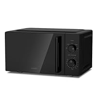COMFEE' 20L Compact Microwave, 700W Black Solo Manual Microwave with Inverter,5 Power Levels,Quick Defrost,Easy Clean,Dial Timer,Small for Kitchen- CMO-MM202NF(BK)