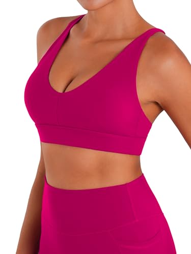 Image of Sunzel Strappy V Neck Criss Cross Back Sports Bra for Women | Removable Pads, Buttery Soft, Four-Way Stretch, Criss Cross Back, V Neck Contour Fit, Medium-Light Support, Yoga Workout Gym