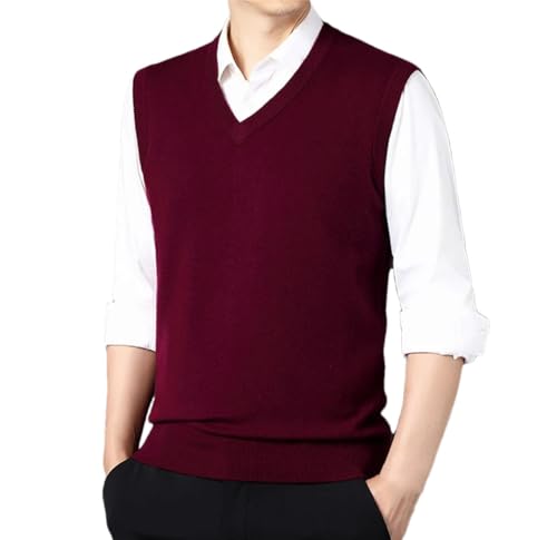 Men Solid Casual V-Neck Vest Woolen Knit Sweater Tank Tops Sleeveless Pullovers Waistcoat