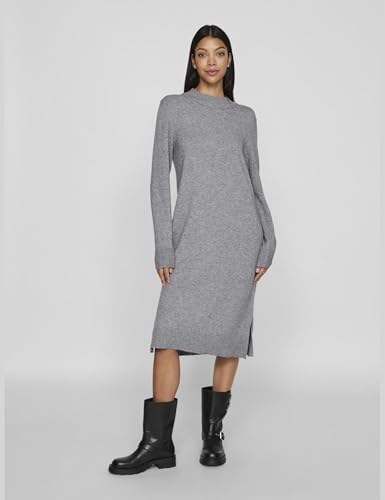 Vila Damen Viril Crew Neck L/S Midi Dress-Noos Kleid, Medium Grey Melange,S – Ansicht 2