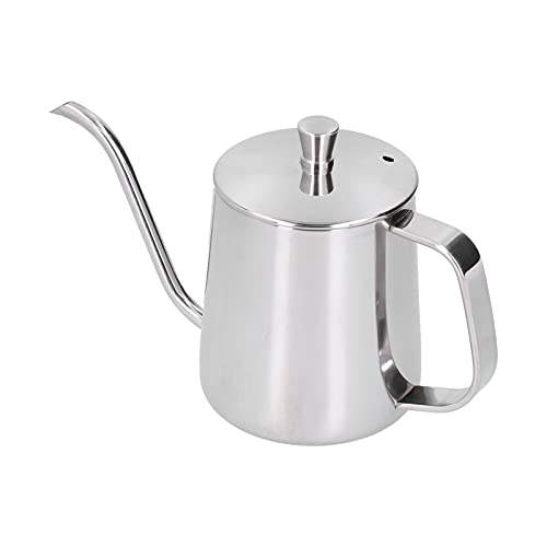 Nikou Cafetera de goteo a mano, de acero inoxidable, con tapa, 350 ml, color plateado, ideal para preparar té y café