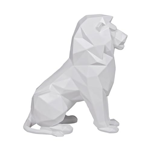 Image of Artarium Geometric Sitting Lion Decorative Showpiece for Home Decor Office Decor Animal Figurines Gifts Antique Design (Sitting Lion White 7.67 Inch)
