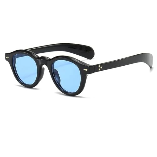 Lunettes de soleil rondes rétro avec rivets et protection UV400 pour homme et femme
