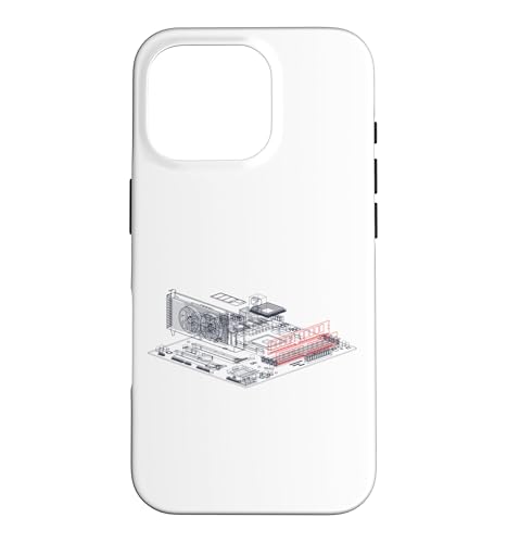 Image of RAM Card Wireframe Computer Motherboard IT Tech Geek Nerd Case for iPhone 16 Pro