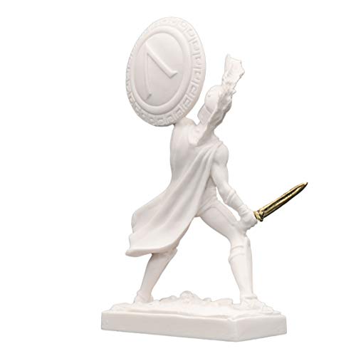 Helcee Handmade Alabaster Spartan Warrior (Leonidas) Statue 6.69 In #TOP5