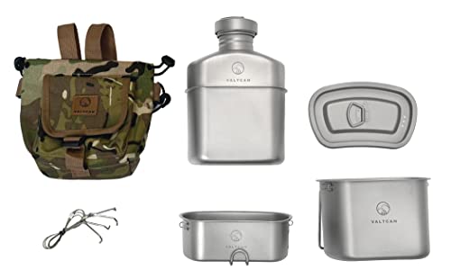 Valtcan Titanium Canteen Military Mess Kit 1100Ml 37Oz Capacity With 750Ml And 400Ml Cookware Cups #TOP2