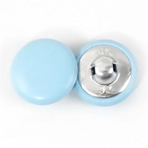 Botones de cuero, 100 botones de vástago redondo de colores de 0.4 a 1.1 pulgadas, botón cubierto de cuero para coser ropa, chaqueta, abrigo, hebilla decorativa, accesorios de bricolaje (azul claro
