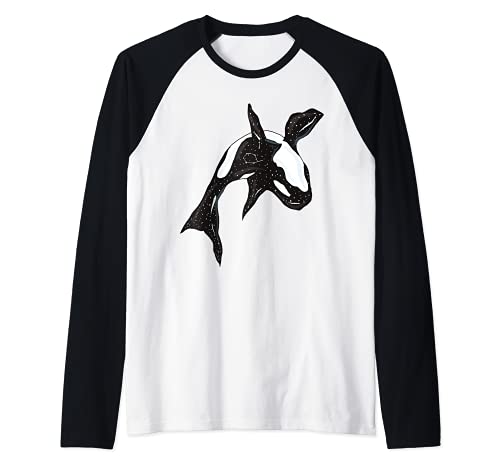 Constellations Galaxy Orca Killer Whales Raglan Baseball Tee, Black