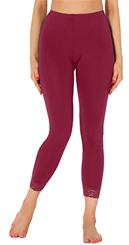 Merry Style Damen 7/8 Leggings mit Spitze MS10-342(Weinrot,L)