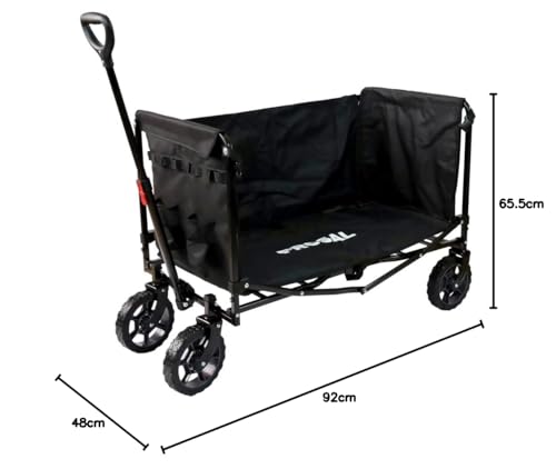 FROSAL Bollerwagen Bruno schwarz faltbar | Transportwagen für Hunde mit leichtem Einstieg