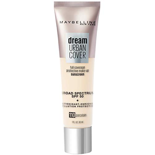 Maybelline New York Dream Urban Cover Flawless Coverage Foundation Makeup, SPF 50, Porcelain