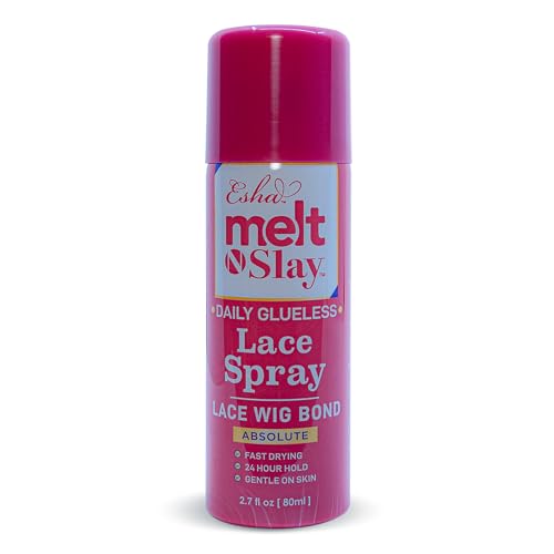 Esha Melt N Slay Glueless Lace Spray, Melting and Holding for Wigs, Lace Bond Adhesive Spray for Closure Wigs, Extensions, Strong, Natural Forming Hold, Protect Edges (80ML)