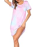 WEICHES MODALES NACHTKLEID - Dieses weiche, leichte Schlafkleid aus 92% Viskose und 8% Elasthan ist atmungsaktiv und hautfreundlich, perfekt zum Entspannen und sorgt dafür, dass Sie sich kühl, bequem und gemütlich fühlen.