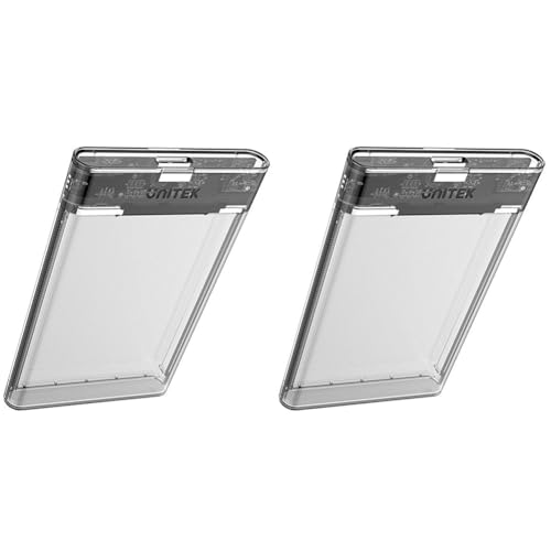 Unitek Boîtier pour Disque Dur 2,5/SSD SATA I/II/III avec Protection Externe pour Disque Dur et câble 3.0 intégré Montage sans Outil Transparent (Lot de 2)