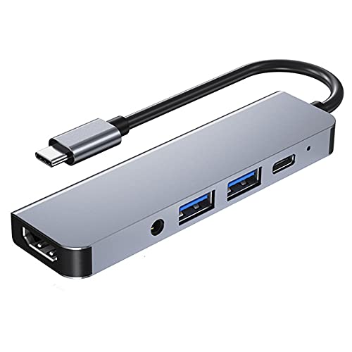 USB Tipo C a concentrador multipuerto HDMI, USB C (USB3.1) a HDMI 4K AV Digital, con USB 3.0, USB 2.0, Cargador PD 60W, Audio para Auriculares de 3.5 mm, Base HDMI portátil 4K para Nintendo Switch Cover