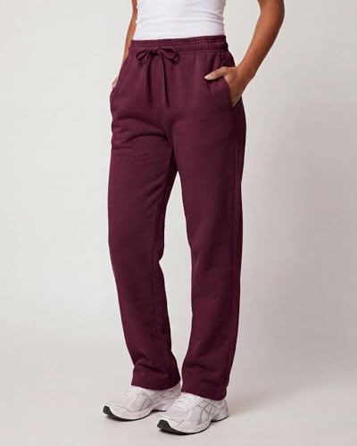 Image of Real Essentials 3 Pack: Women's Relaxed Fit Fleece Open Bottom Sweatpants - Casual Athleisure (Available in Plus)