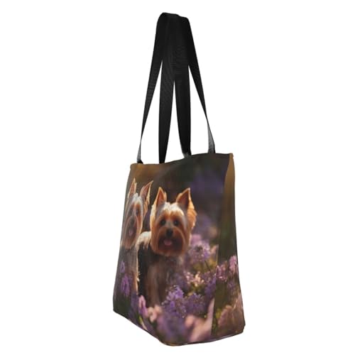 Yorkie Floral Print Comfortable Shoulder Bag Summer HandbagTravel Beach Work Daily Use Versatile Carry4