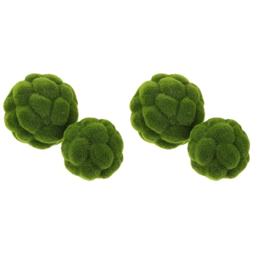 Image of DOITOOL Green Moss Balls Decorative for Bowls - 4 Pcs Fake Moss Balls Faux Decorative Spheres for Bowl Fillers, Vase Filler, Wedding Decor, Table Arrangement, DIY Crafts (3.9 inch + 4.7 inch)