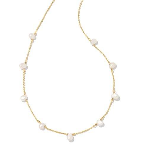 Kendra Scott Leighton 14k Gold-Plated Pearl Strand Necklace in White Pearl, Fashion Jewelry for Women