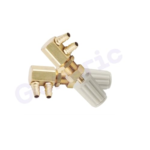 Image of 5mm Dental Chair Water Control Regulator Valve with 2 Parallel Nipples - Metal Water Pressure Regulating Valve Nozzle, Oral Cleaning Hose Turbine Switch Replacement Spare Part