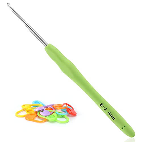 Image of Vodiye Professional Extra Long 2mm Crochet Hooks Set, Ergonomic Handle, for Beginners & Experienced Lovers