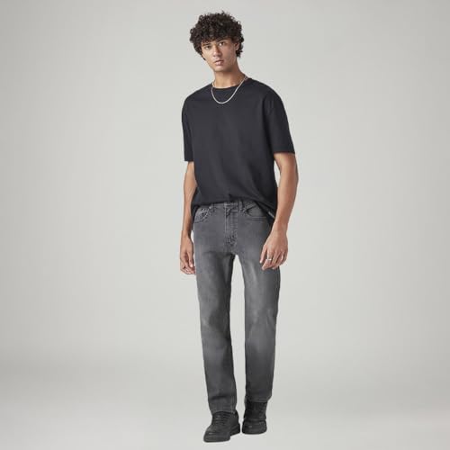 Image of Levi's Men's 505 Grey Straight Fit Mid-Rise Jeans