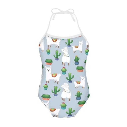 Image of One Piece Swimsuit for Girls Beach Bathing Suit Halter Straps Sports Swimwear for 1-10 Year Toddler Kids