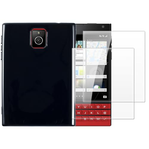 Shantime Coque avec 2 pièces Protection Compatible avec Blackberry Passport Q30, Étui Antichoc + Verre Trempé pour Sécurité Totale(Noir)