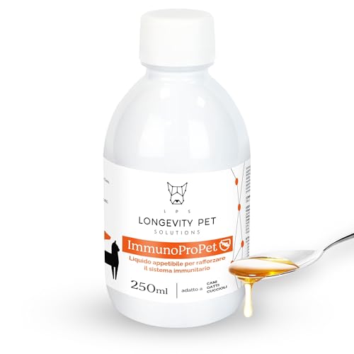 LongevityPet Immuno ProPet - Suplemento líquido apetecible para fortalecer el sistema inmunológico de perros y gatos, 250 ml, 100% aceite de salmón