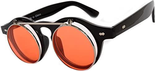 Image of OWL Steampunk Vintage Retro Round Circle Gothic Hippie Colored Plastic Frame Sunglasses Colored Lens