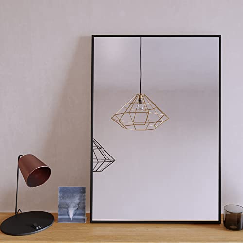 Koonmi Wandspiegel 61 x 91cm met aluminium frame grote rechthoekige badkamerspiegel van HD glas voor slaap-, woon- en badkamer, zwart - Image 7