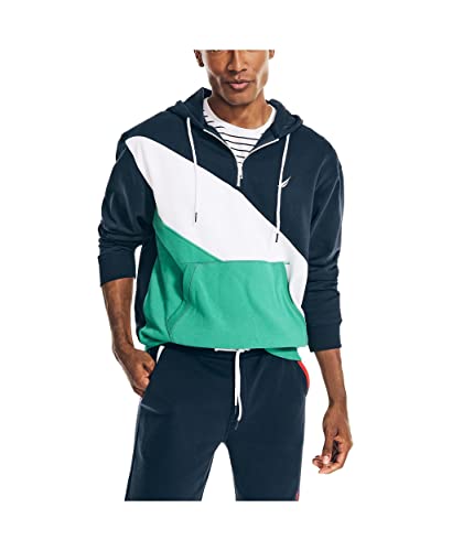 Nautica Men's Colorblock Quarter-Zip Hoodie, Navy, Large #TOP16