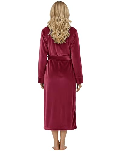 NY Threads Women's Fleece Shawl Collar Bathrobe Plush Long Spa Robe, Medium