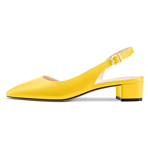 Escarpins slingback à bout pointu et talon chunky chic jaune mat Castamere - 2