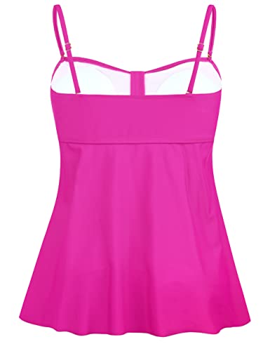 Image of Hilor Women's Flyaway Tankini Top Bandeau Swimsuit Flowy Bathing Suit Tummy Control Swimwear