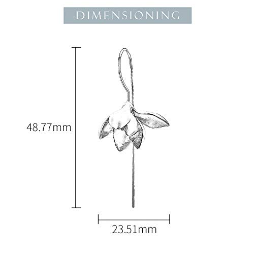 S925 Sterling Silver Flower Drop Earrings Elegant Magnolia Flower Dangle Earrings for Women, Handmade Unique Jewelry for Women2